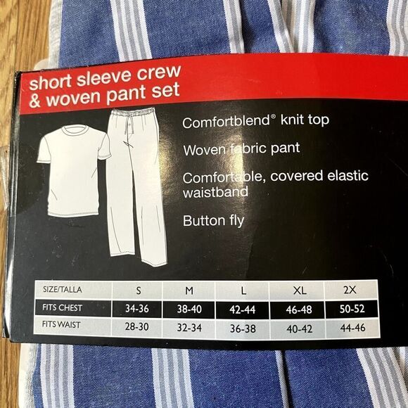 Hanes Short Sleeve Crew & Woven Pant Set Oatmeal Heather Medium - Picture 7 of 10